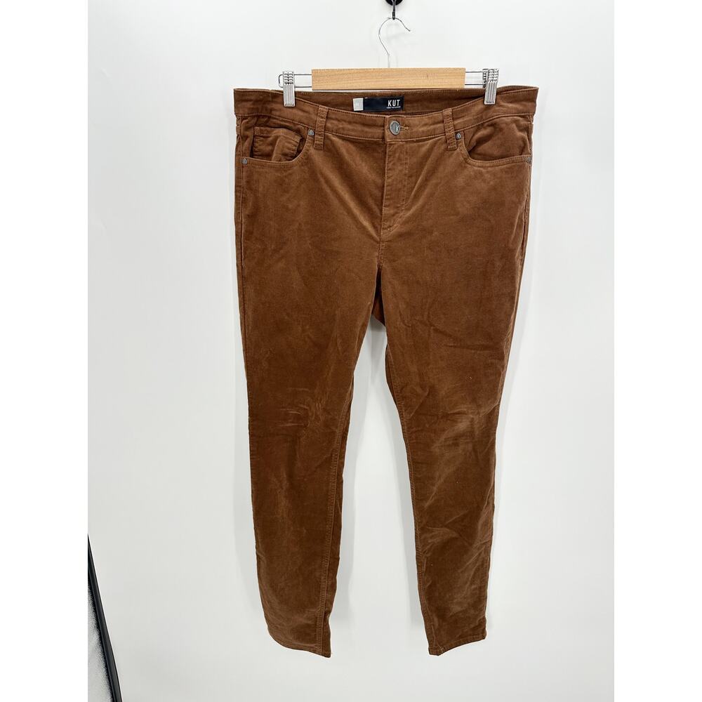 Kut From The Kloth Mia Toothpick Skinny Brown Corduroy Pants Womens 14‎ BR20